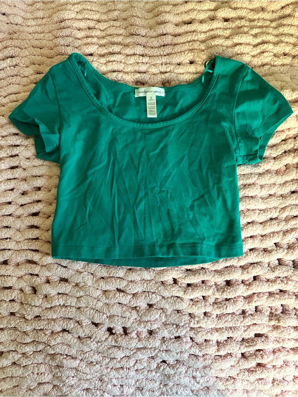 Ambiance Emerald Green Scoop Neck Crop Top